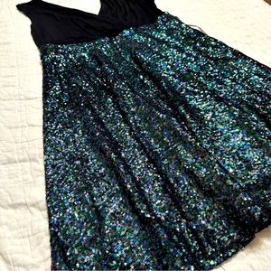 Torrid Plus Size Special Occasion Black and Mermaid Sequin Skater Dress